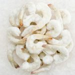 Raw Frozen Shrimp in Close Up Shot